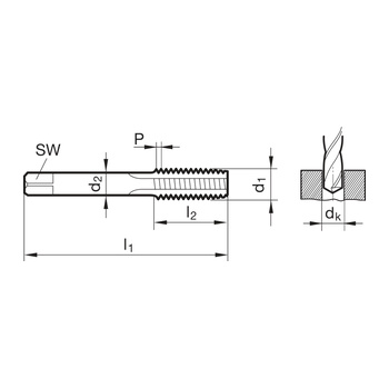 Комплект ручных метчиков М64х6 3 шт. по стали ISO2/6H HSS Guhring